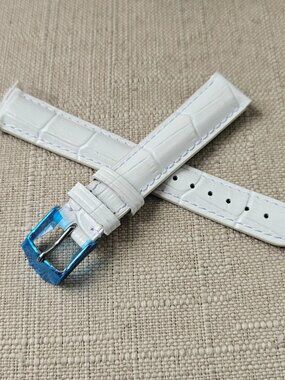 Michelle Strap for Replacement Band White Genuine Leather Size 16mm Made France